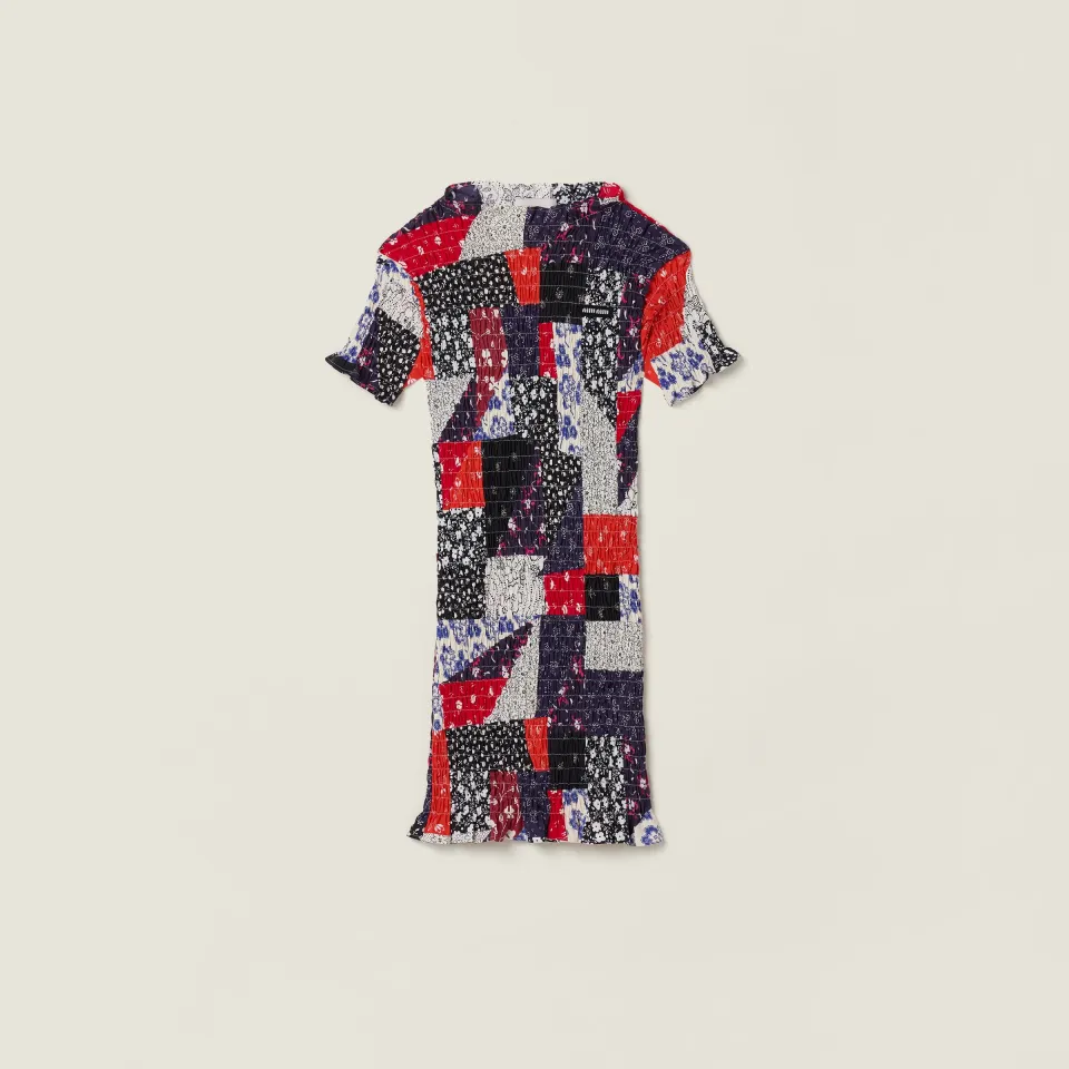 Patchwork poplin mini-dress