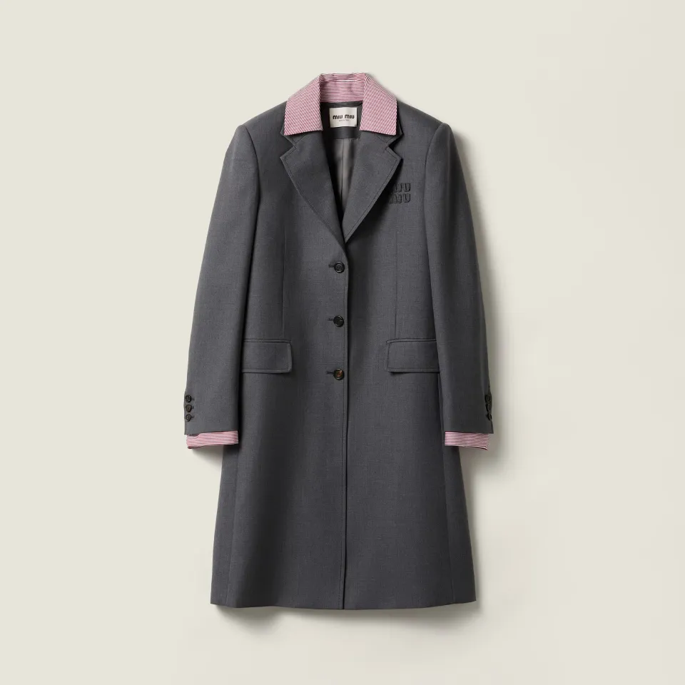 Single-breasted gabardine coat