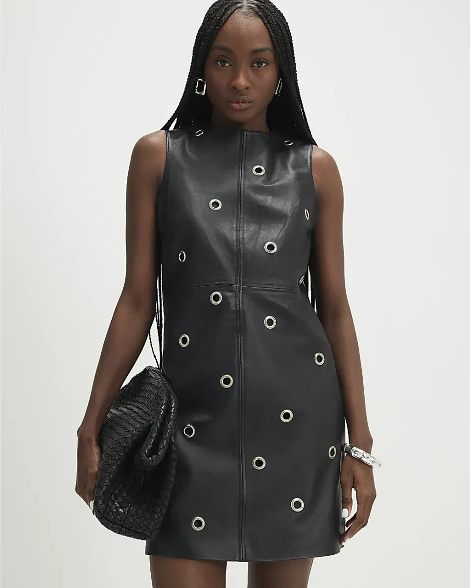Eyelet Stud Leather Dress