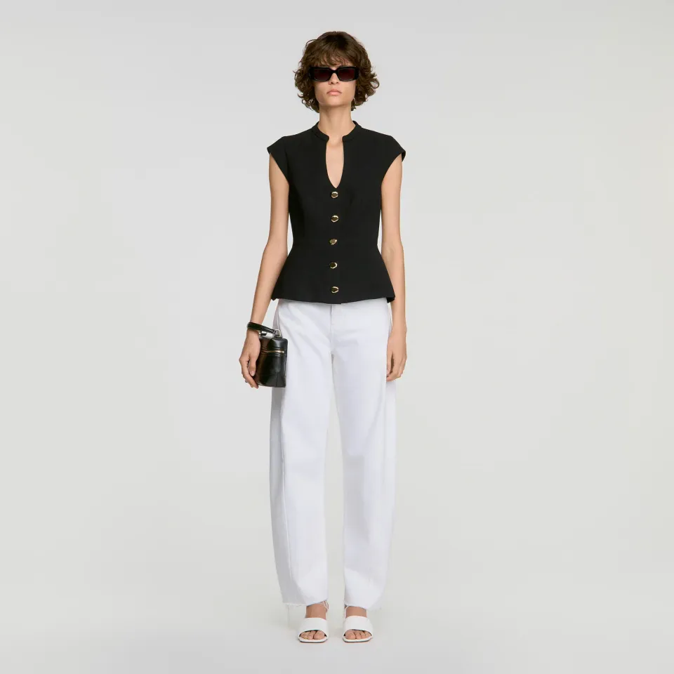 Buttoned peplum top