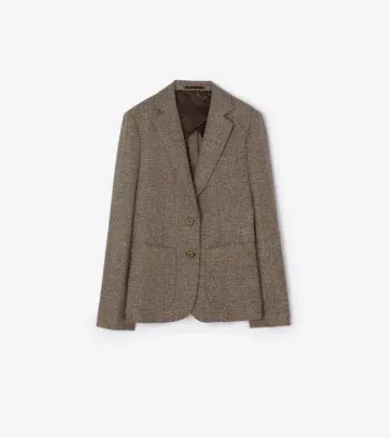 Wool Linen Blend Tailored Jacket in Soap beige/brown