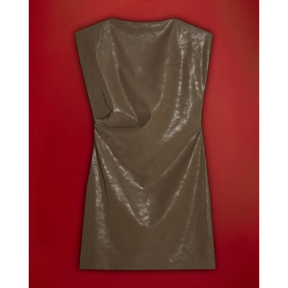 Hammered Shoulder Pad Dress