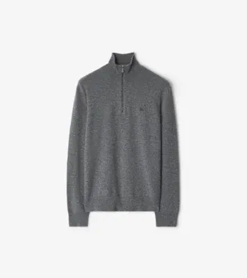 Cashmere Blend Half-zip Sweater in Grey