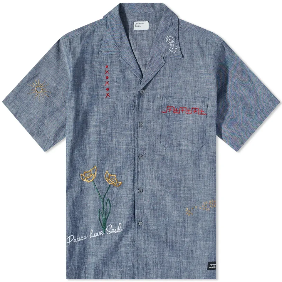 Embroidered Chambray Minari Vacation Shirt