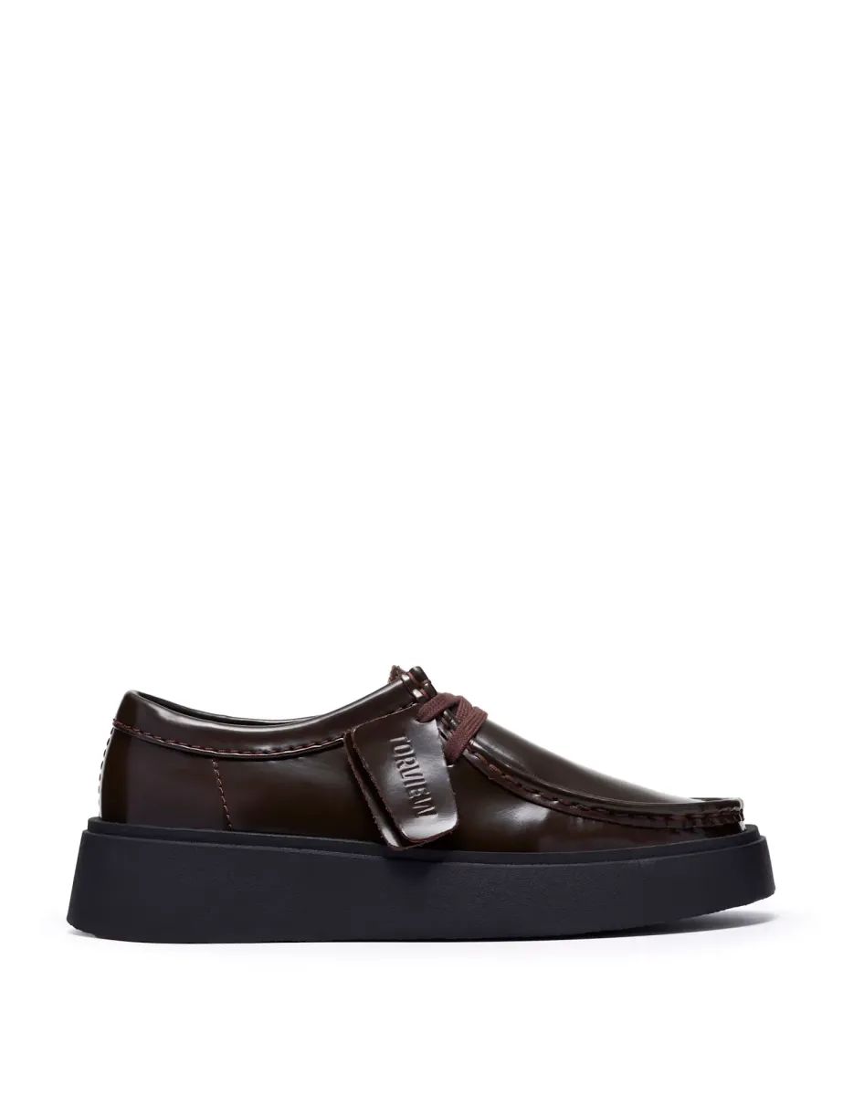 Leather Walking Shoes Dark Brown