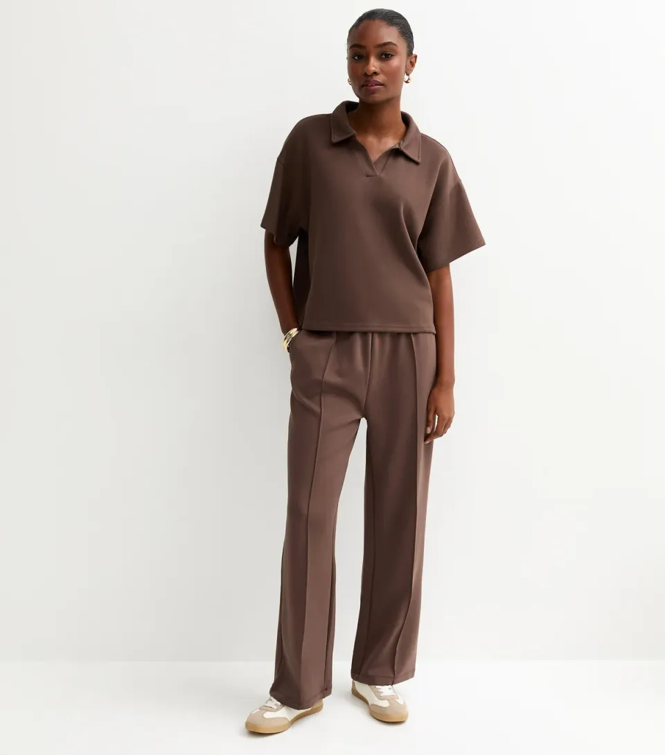 Women's Premium Dark Brown Short Sleeve Rugby Top