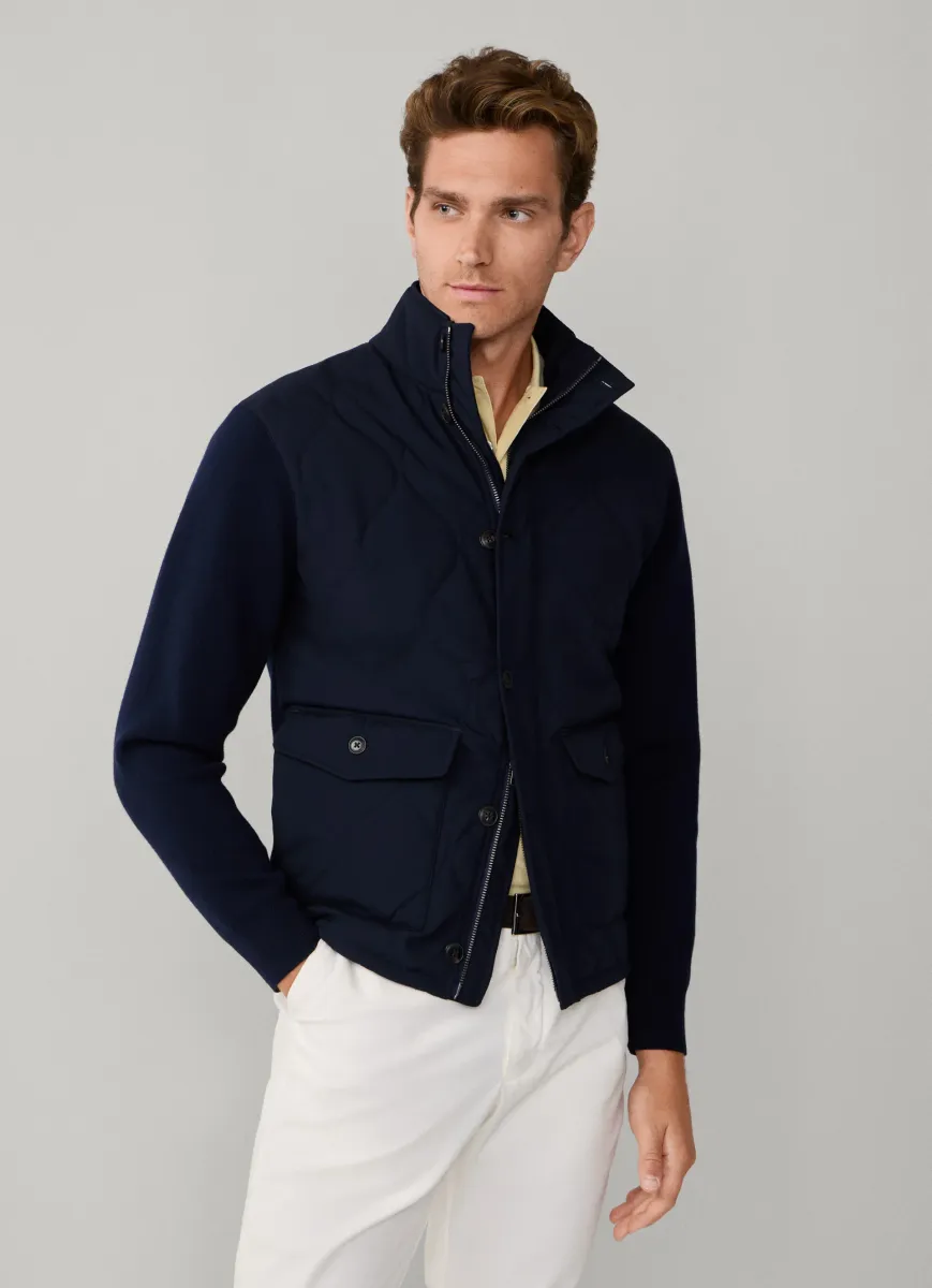 Merino Wool Hybrid Full-Zip Cardigan