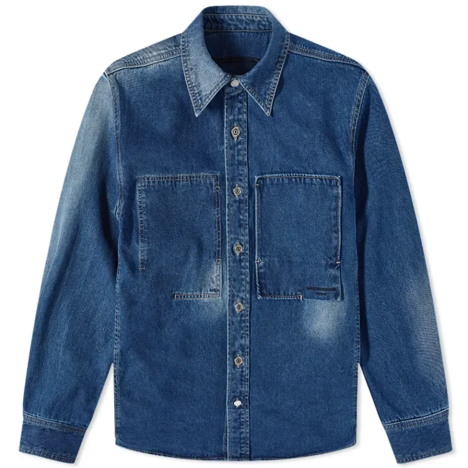 Back Logo Brush Stroke Denim Shirt
