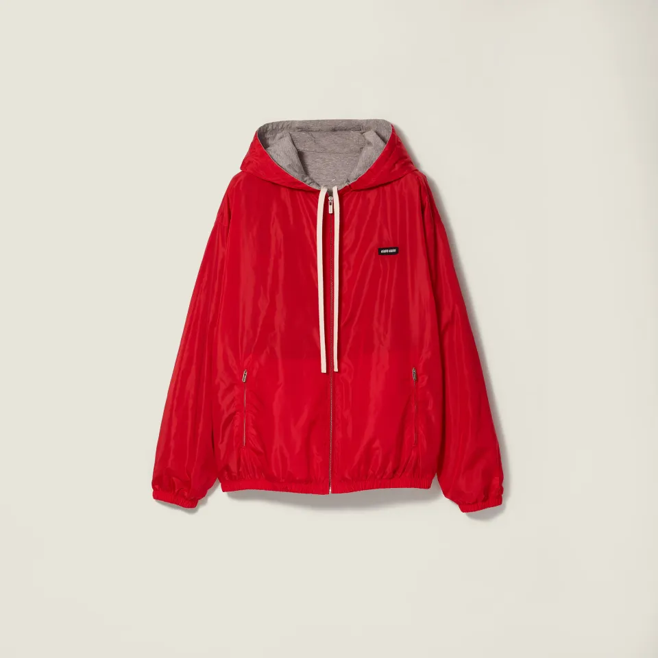 Reversible technical fabric and jersey blouson jacket