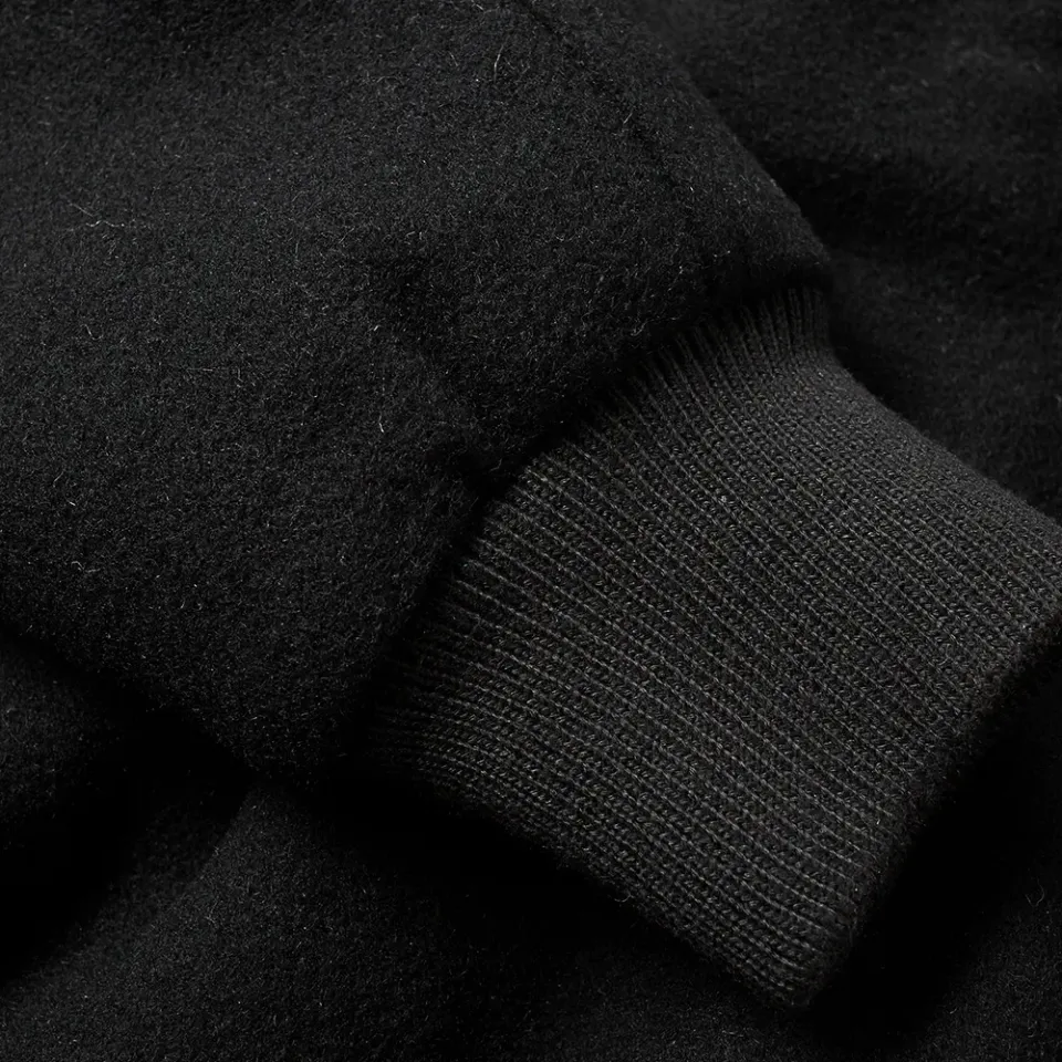 Black Wool Raglan Varsity Jacket