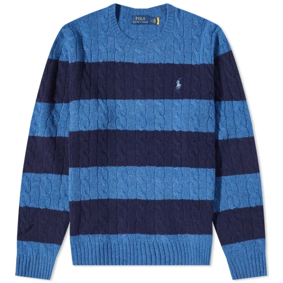 Striped Cable Crew Knit