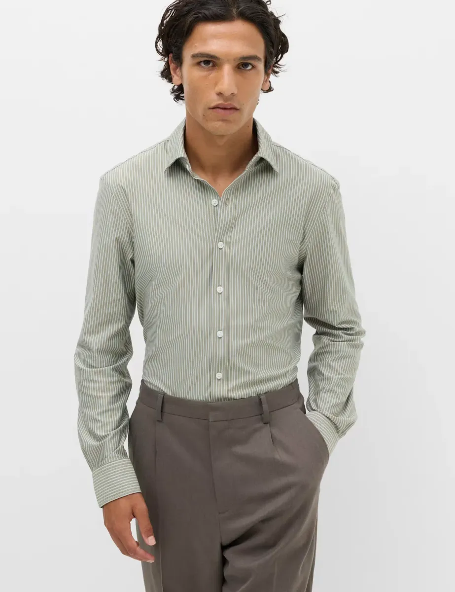 Ultimate Regular Fit Jersey Striped Shirt Green Mix