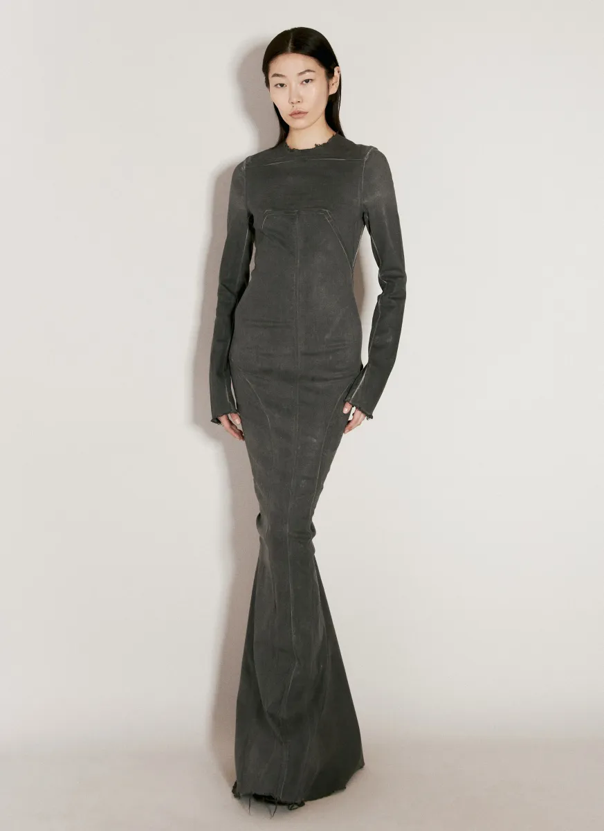 Coated Denim Maxi Dress