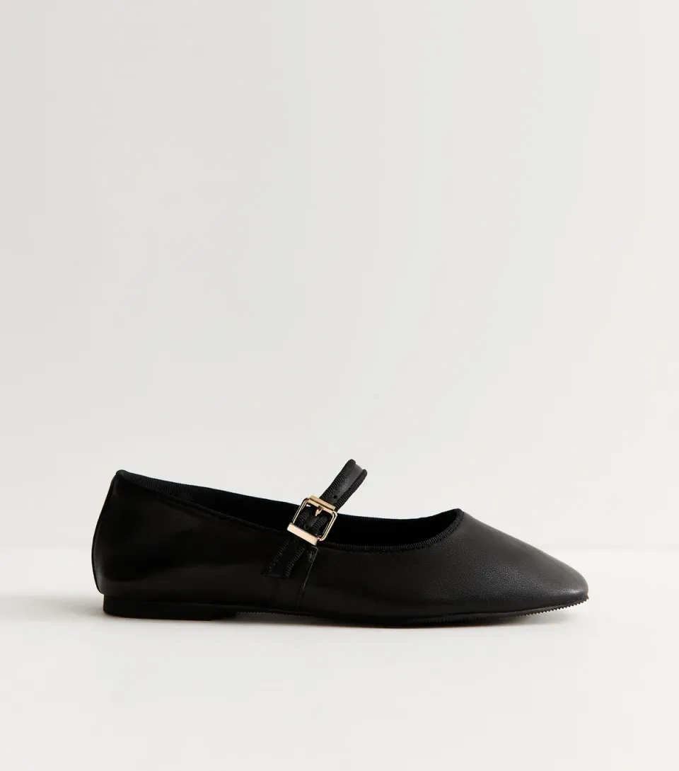 Women's Premium Real Leather Black Mary Jane Flats