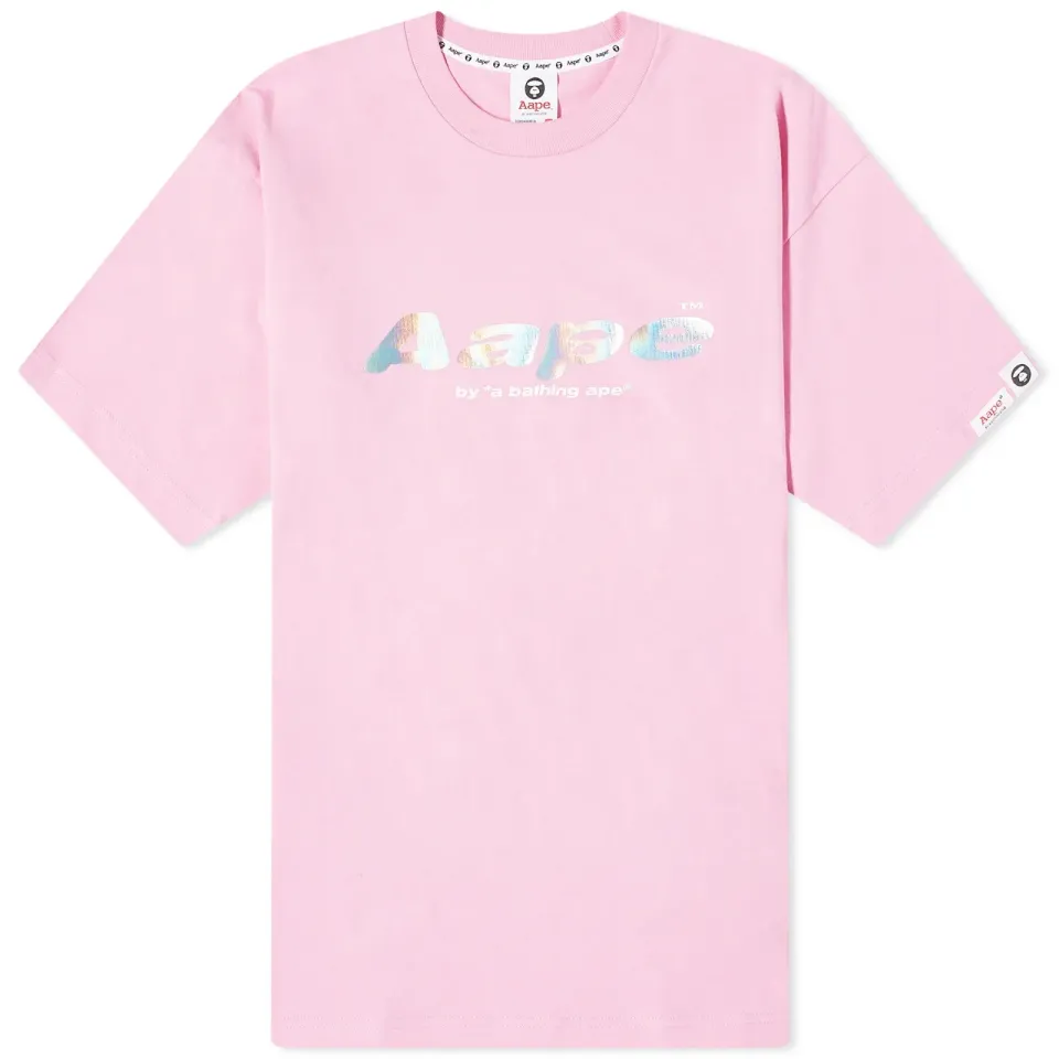 AAPE Laser Foil Back Print Moon Face T-Shirt