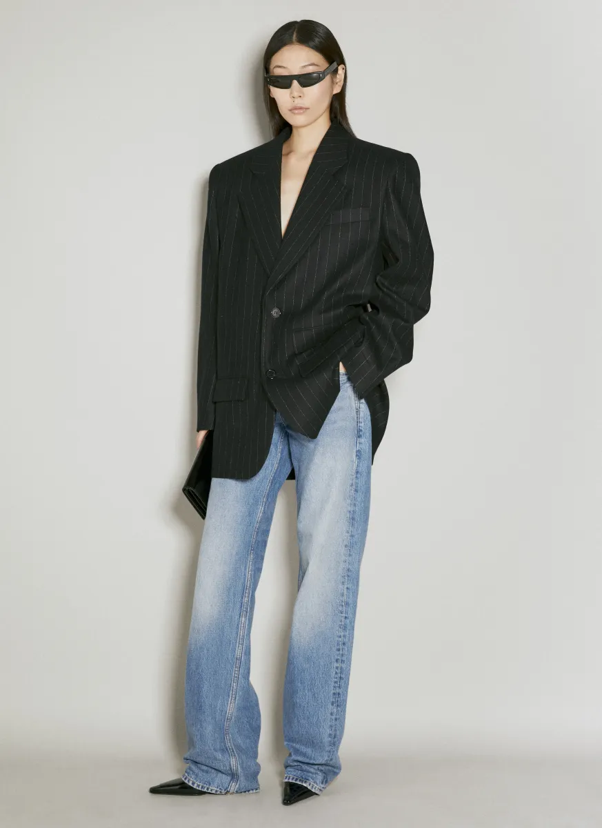 Oversized Pinstripe Wool Blazer