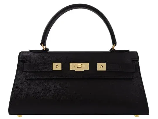 Maya East West Dolomite Pebble Print Calf Leather Handbag - Black - 2