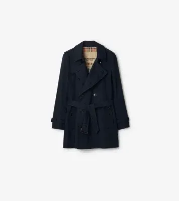 Short Kensington Heritage Trench Coat in Coal blue - Men, Cotton Gabardine