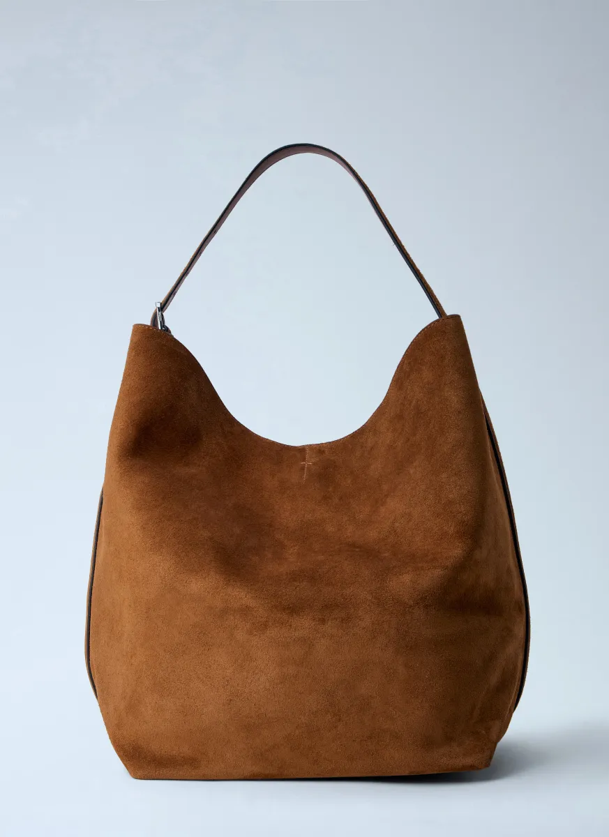 Suede Belted Tote Bag