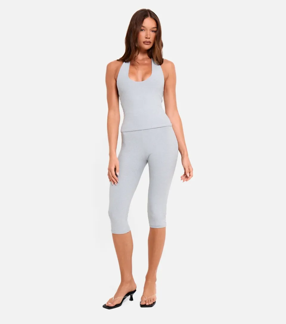 Women's Light Grey Slinky Capri Leggings