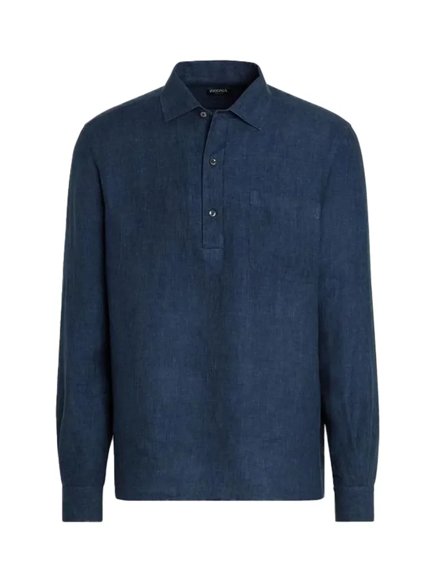 Half Placket Shirt Navy