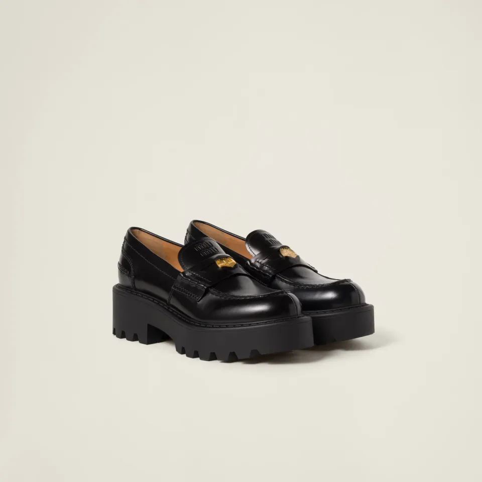 Brushed leather loafers