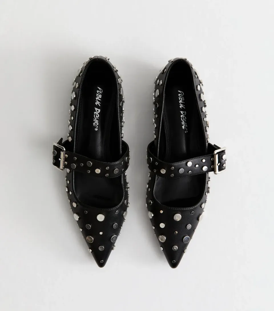 Women's Florentine Black Point Toe Flats
