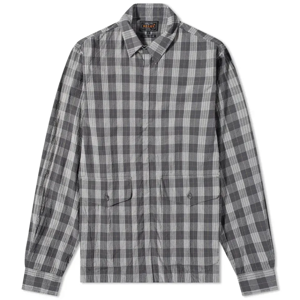 Seersucker Check Zip Blouson Jacket