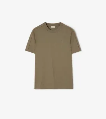 Check Piping Cotton T-shirt in Finch brown