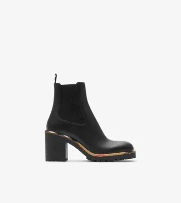 Leather Gravel Heel Chelsea Boots​ in Black
