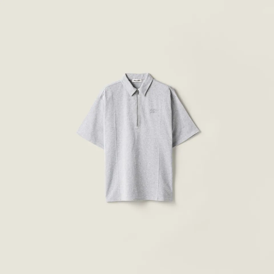 Half-zip cotton polo shirt