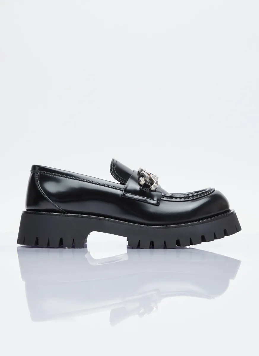 Interlocking G Chain Leather Loafers