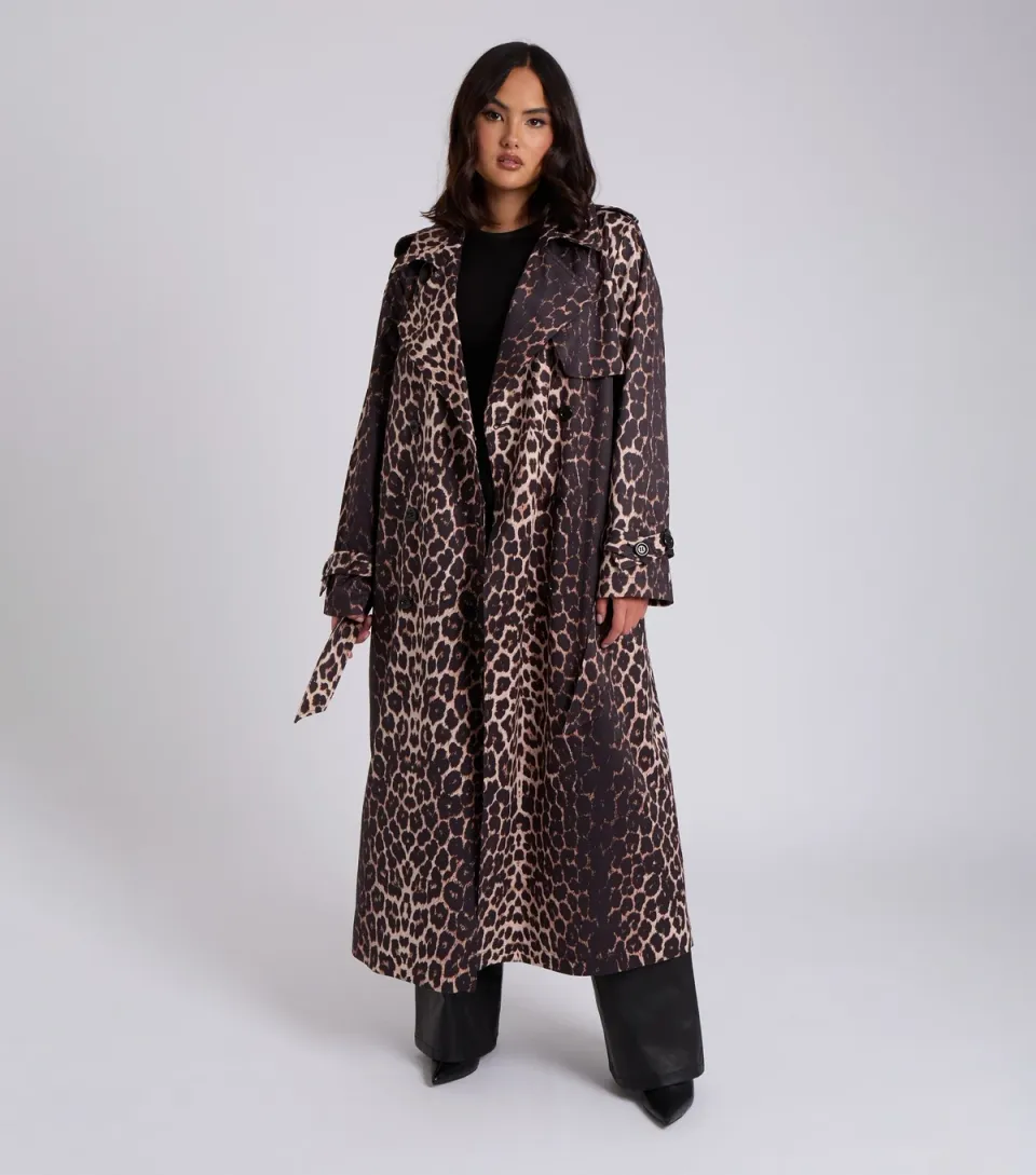 Women's Leopard Print Trench Coat