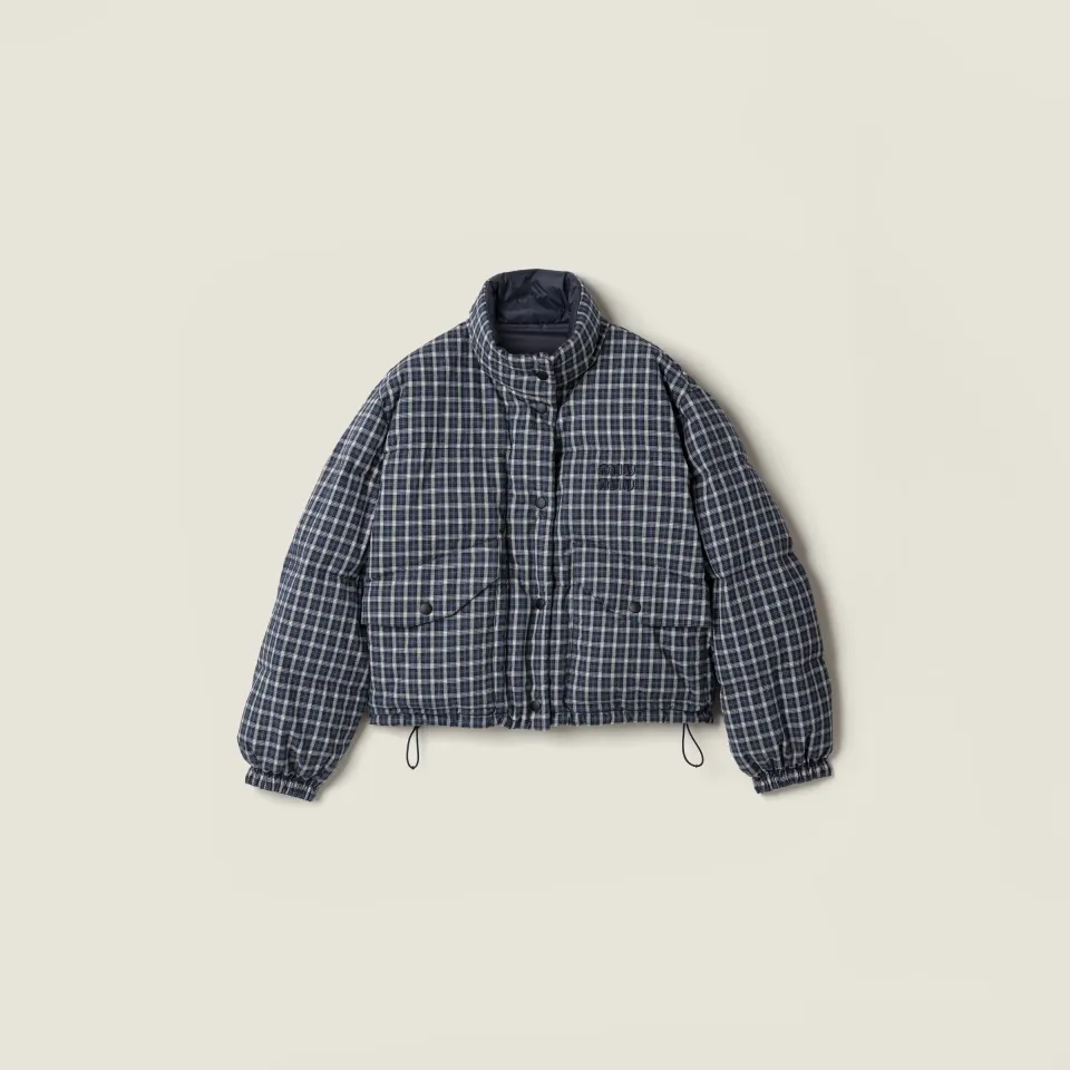 Reversible flannel down jacket