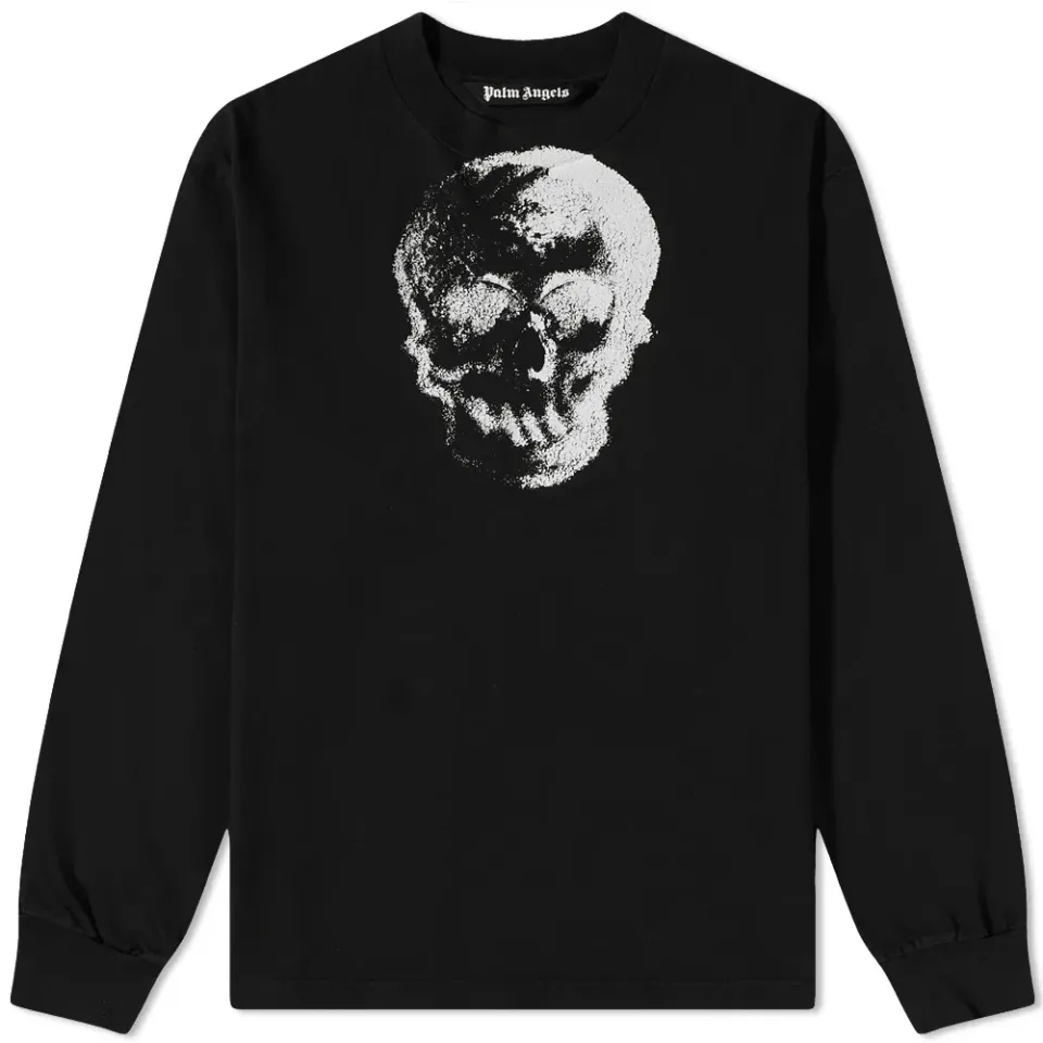 Long Sleeve Skull Print Back Logo T-Shirt
