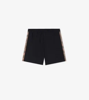 Check Trim Swim Shorts in Black - Men, Nylon
