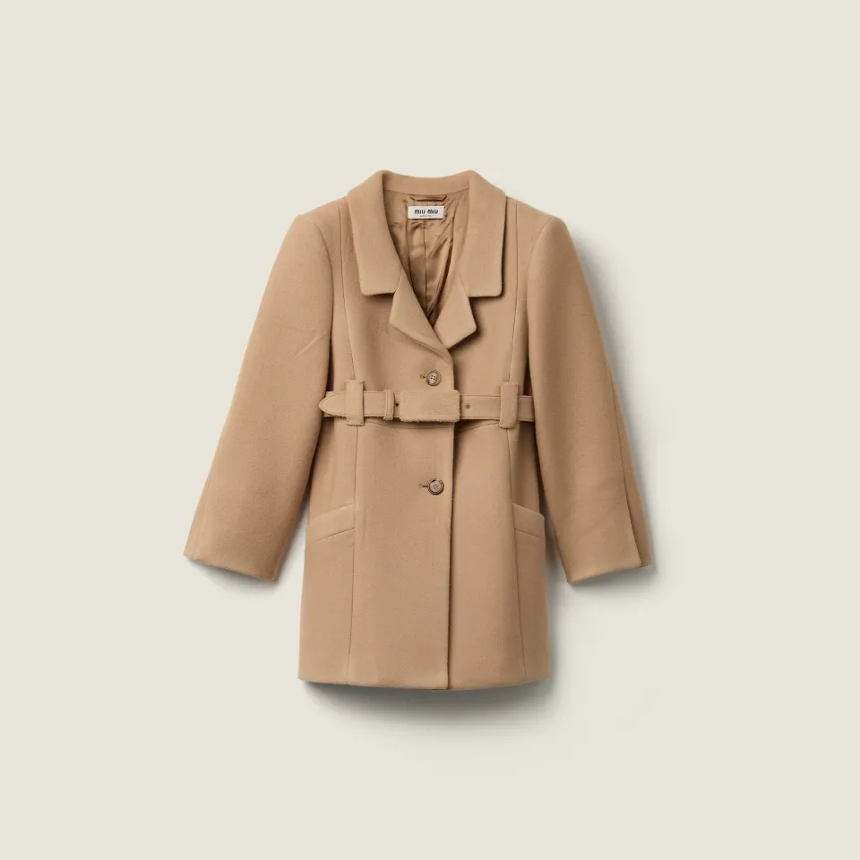 Single-breasted double wool coat
