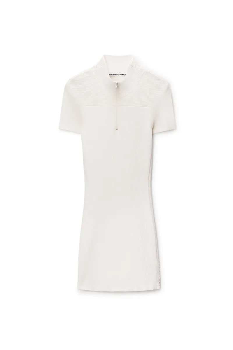 Debossed Logo mock neck dress