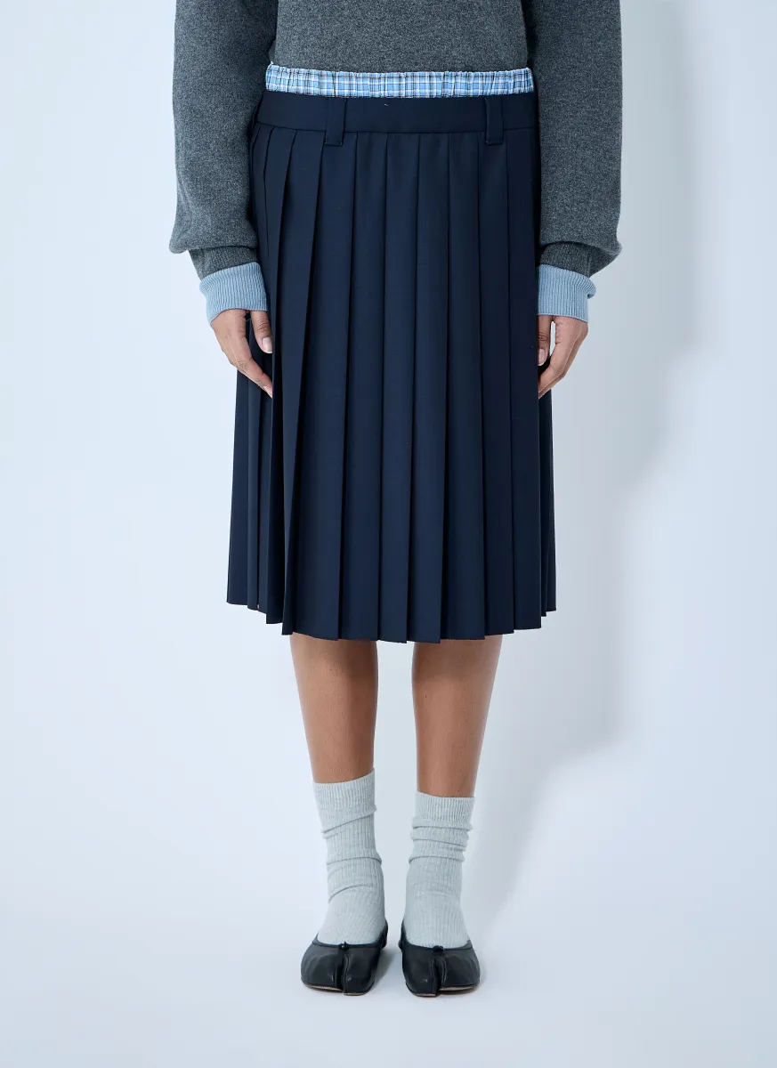 Pleated Batavia Midi Skirt