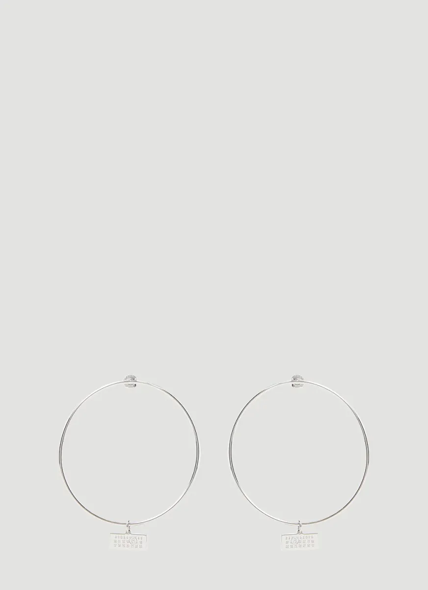 Numerical Logo Plaque Hoop Earrings