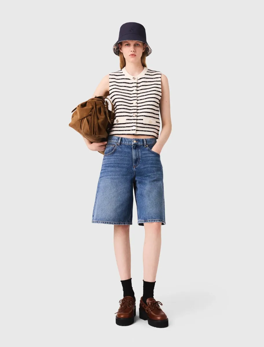 Striped wool blend top