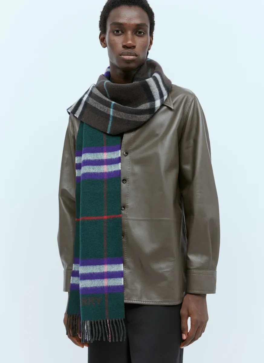Contrast Check Cashmere Scarf