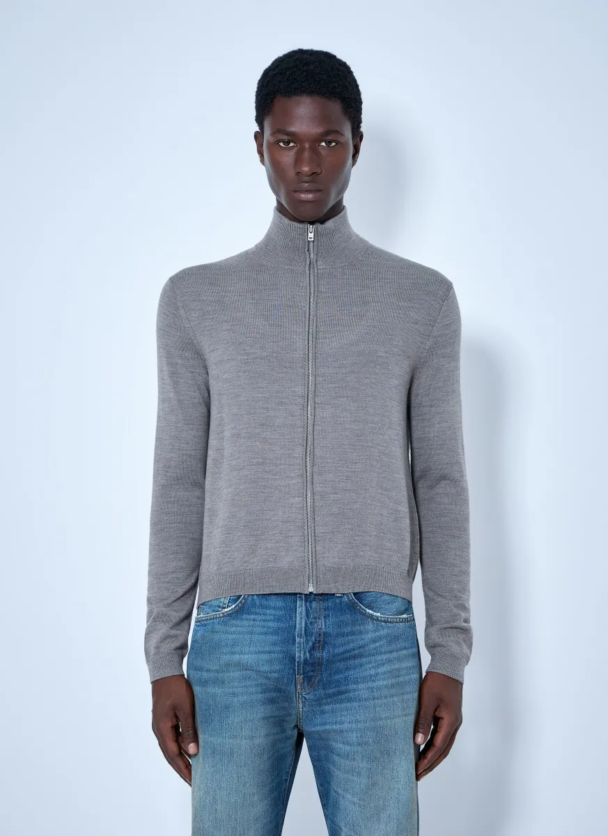 Zip-Up Bow Logo Cardigan
