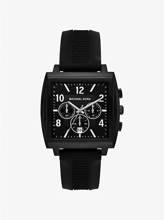 Oversized Rhys Black-Tone and Silicone Watch