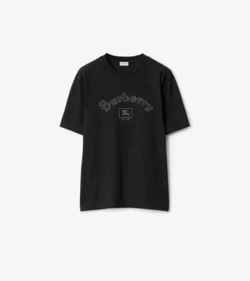 Gothic Logo Cotton T-shirt in Black