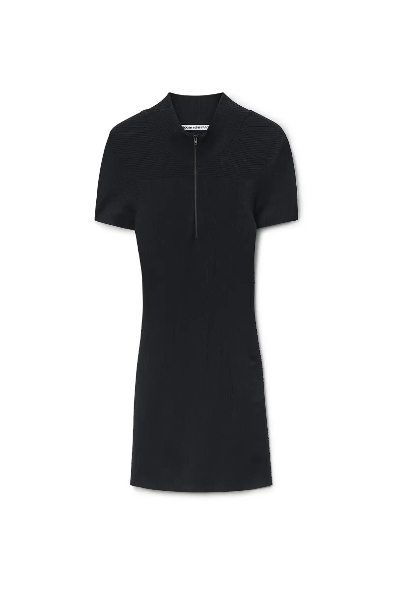 Debossed Logo Mock Neck Dress