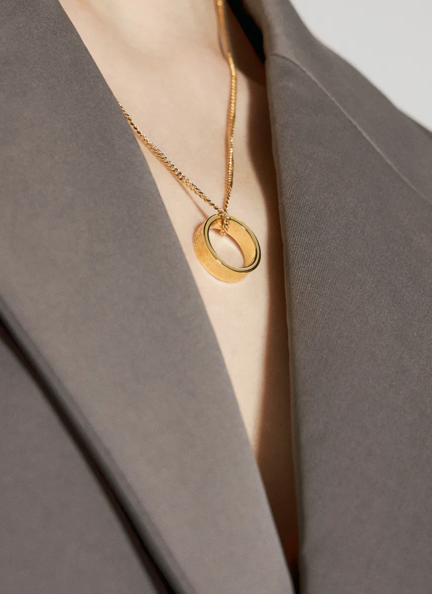 Numerical Minimal Signature Pendant Ring Necklace