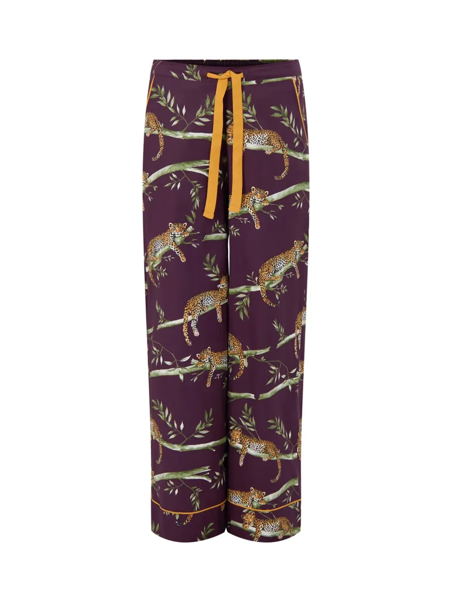 Leopard Print Wide Leg Pyjama Bottoms