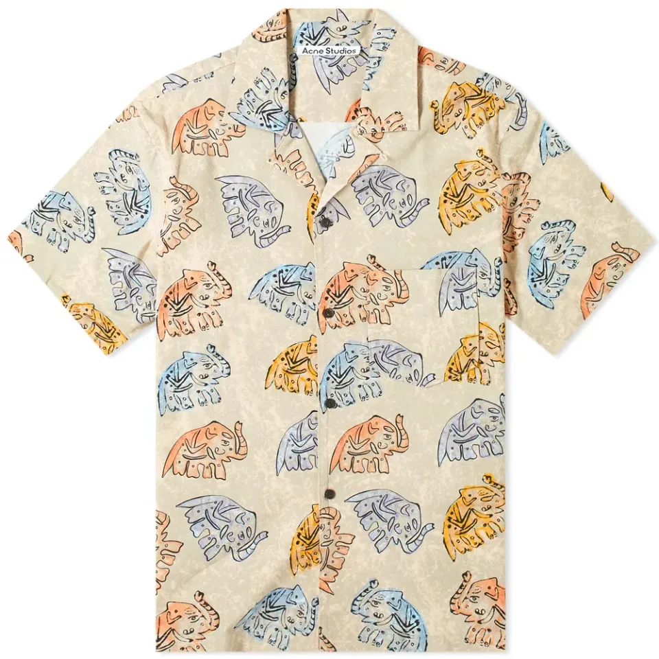Simon Elephant Print Vacation Shirt