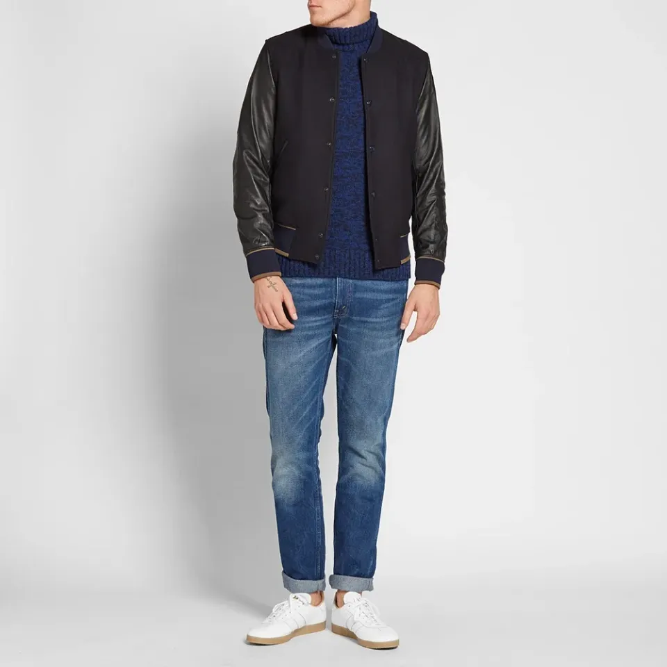 Leather & Cashmere Varsity Jacket